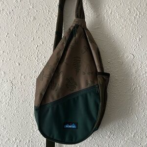 Kavu Brown and Dark Green Sling Pack with Outdoor Print